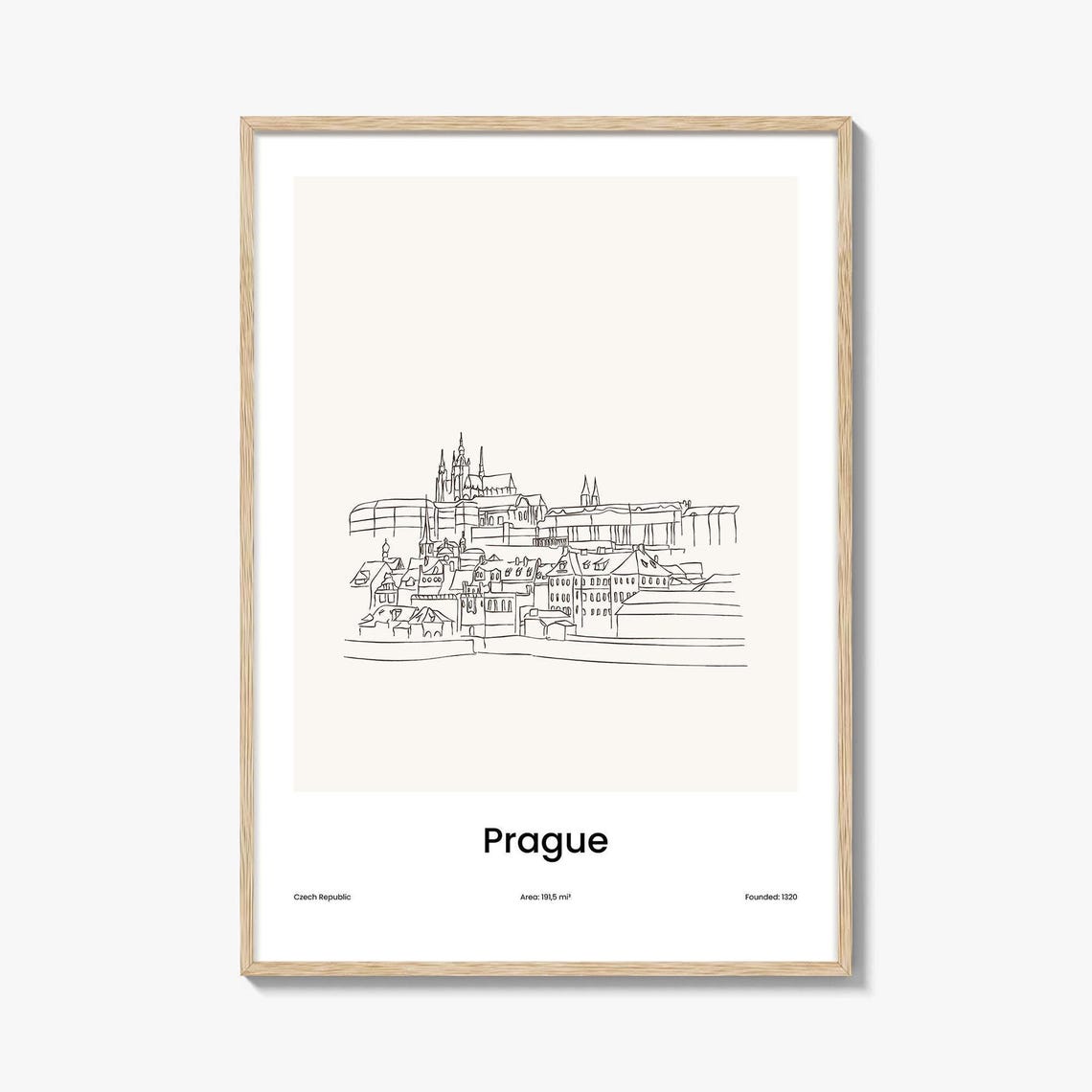 Prague Czech Republic Castle Minimalist Line Drawing Art Poster