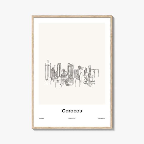 Caracas Venezuela Minimalist Line Drawing City Skyline Poster