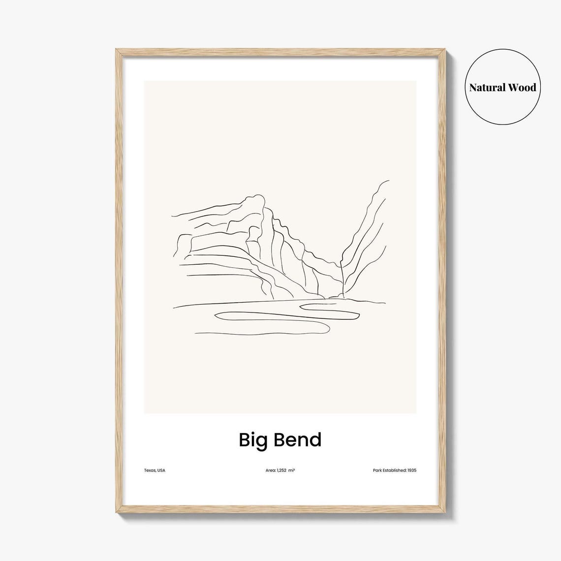 Big Bend Texas One Line Canyon Minimalist National Park Poster - Image 2