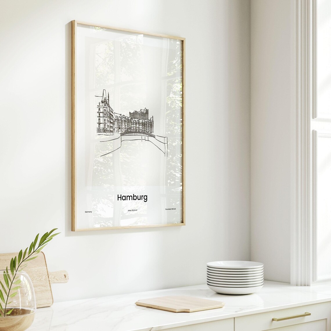 Hamburg Germany Elbphilharmonie One Line Skyline Travel Art Poster - Image 6