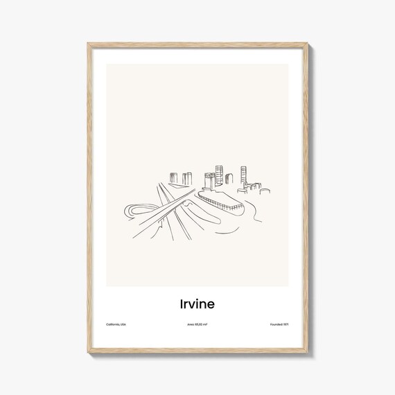 Irvine California Minimalist Line Drawing Cityscape Travel Poster