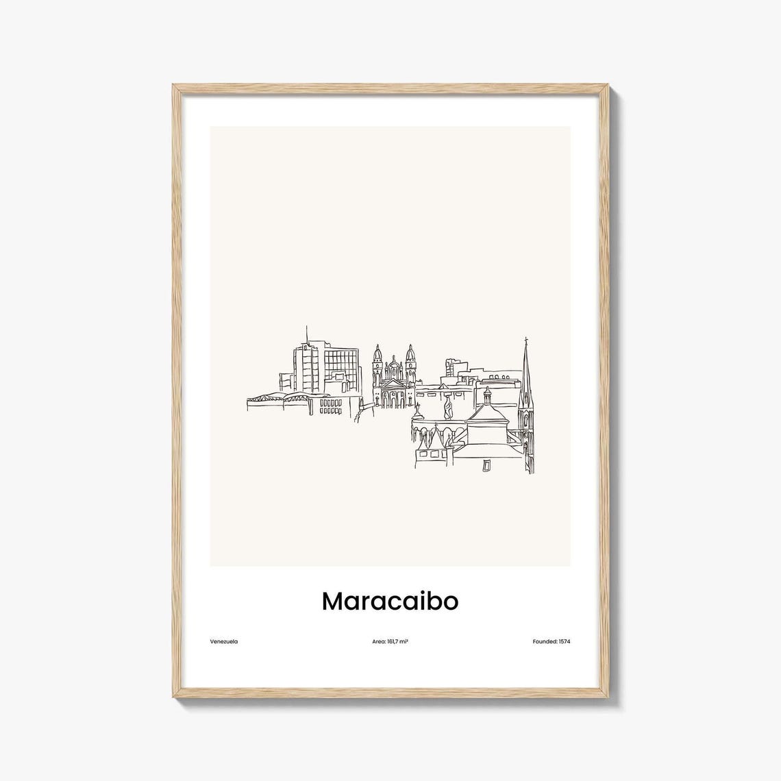 Maracaibo Venezuela One Line Cityscape Minimalist Travel Poster