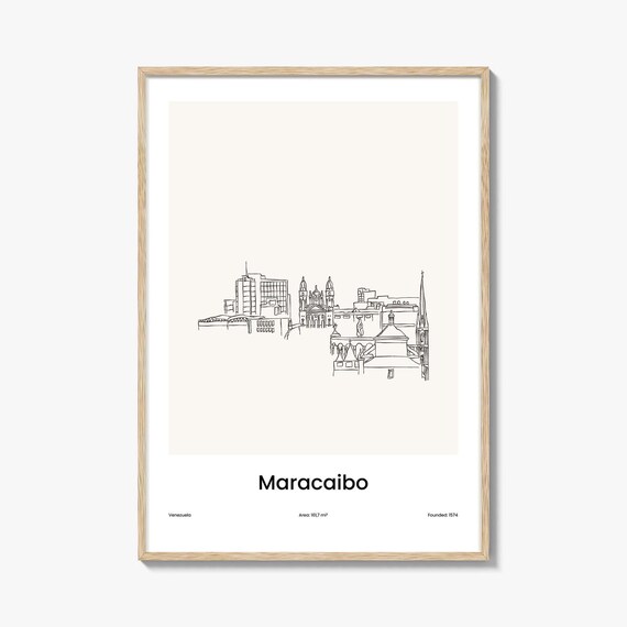 Maracaibo Venezuela One Line Cityscape Minimalist Travel Poster