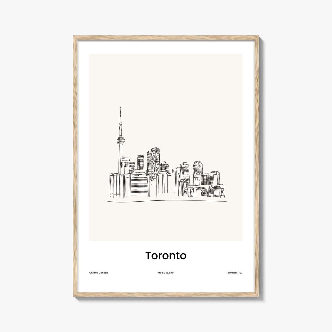 Toronto Canada CN Tower One Line Skyline Minimalist Art Poster