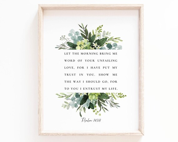 Let the Morning Bring Me Word Psalm 143:8 Watercolor Greenery Poster