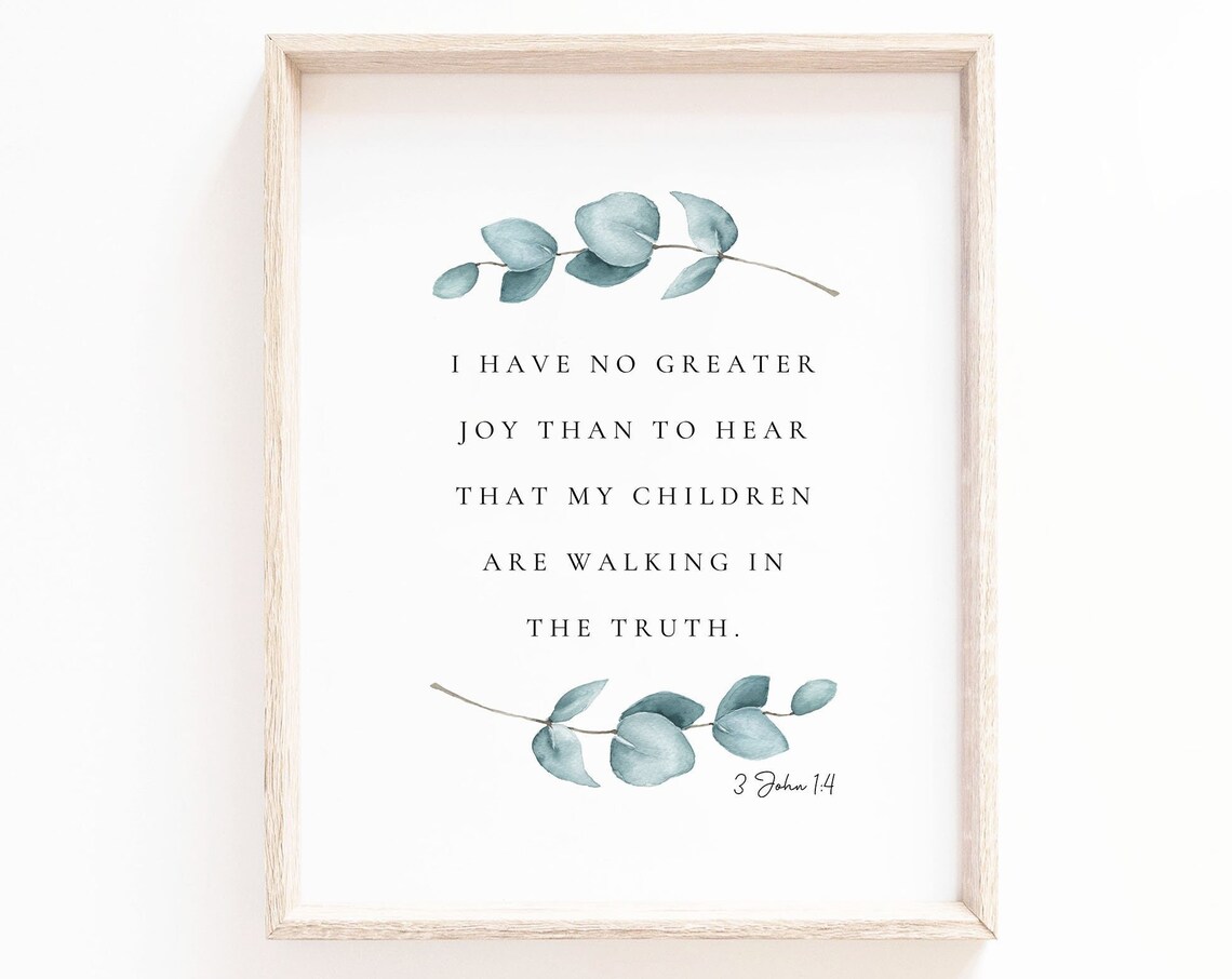 3 John 14 Botanical Scripture Wall Art Print, Nursery Decor