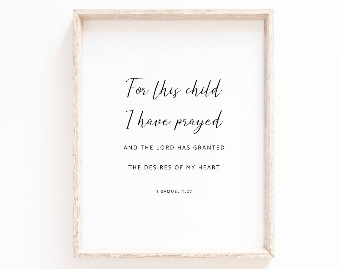 1 Samuel 1:27 Scripture Art Print, Nursery Wall Decor