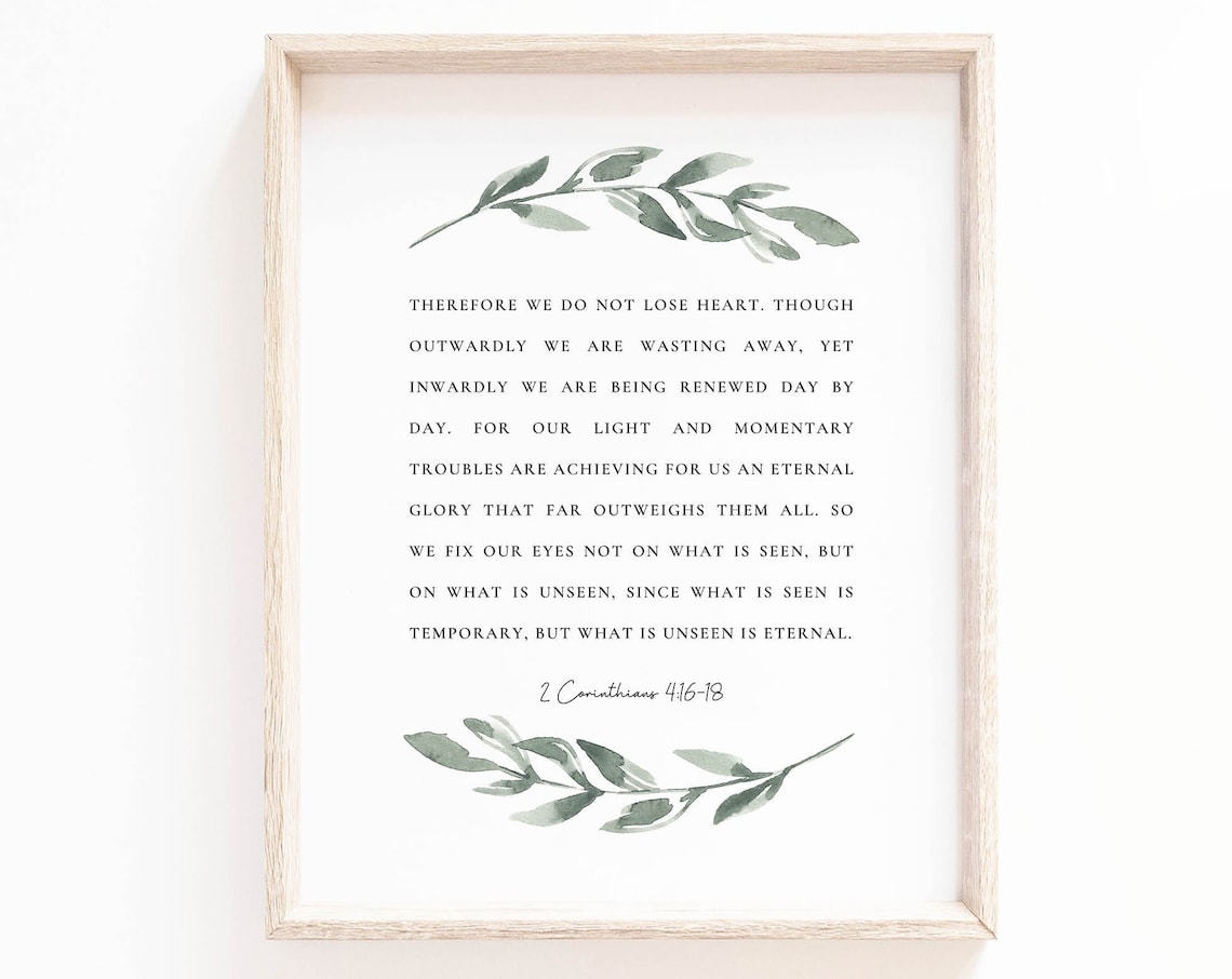 2 Corinthians 4:16-18 Botanical Scripture Art Print