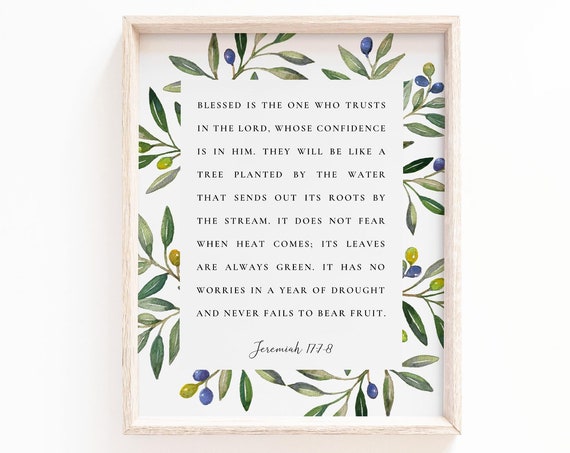 Jeremiah 17:7-8 Botanical Scripture Art Print