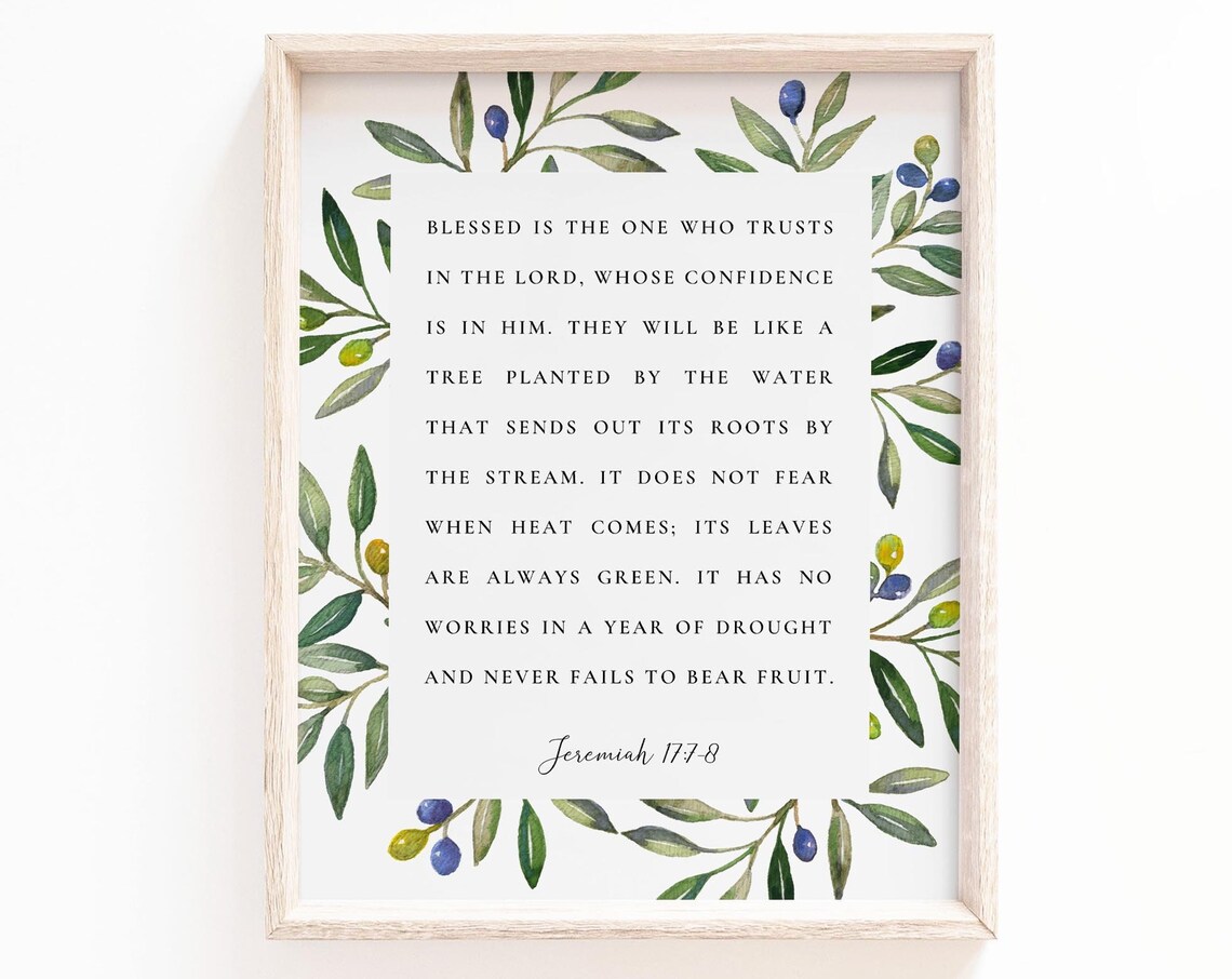 Jeremiah 17:7-8 Botanical Scripture Art Print