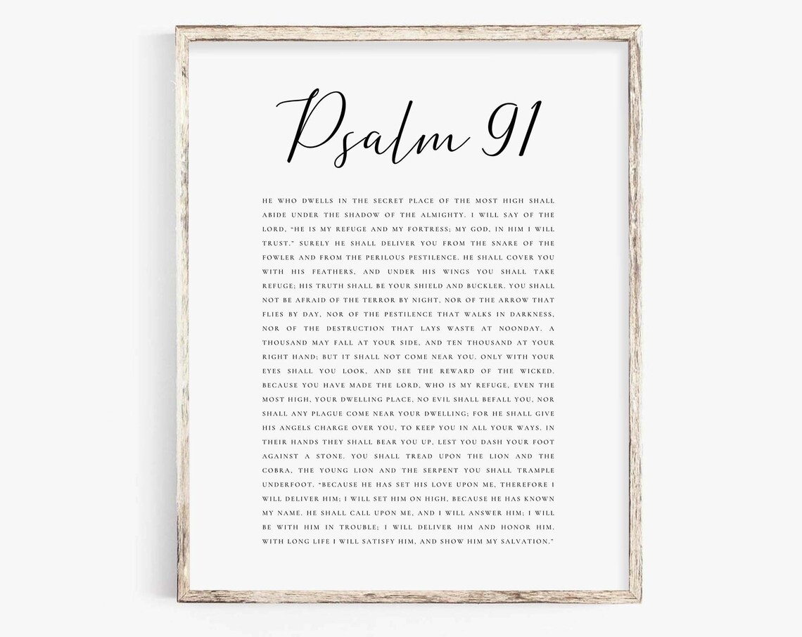 Psalm 91 Full Chapter Secret Place Of The Most High Scripture Poster