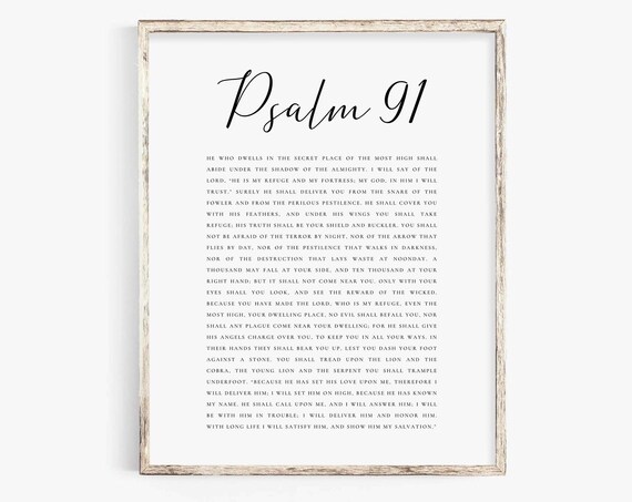 Psalm 91 Full Chapter Secret Place Of The Most High Scripture Poster