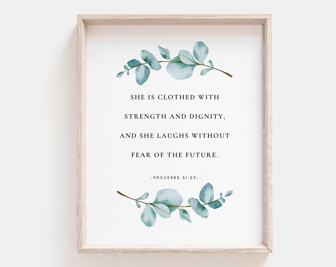 Proverbs 31:25 Bible Verse, Christian Wall Art Print