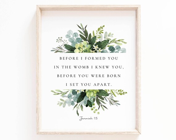 Jeremiah 1 5 Before I Formed You Watercolor Greenery Scripture Poster