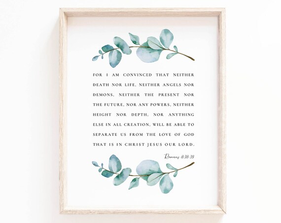 Romans 8:38-39 Bible Verse, Botanical Scripture Sign