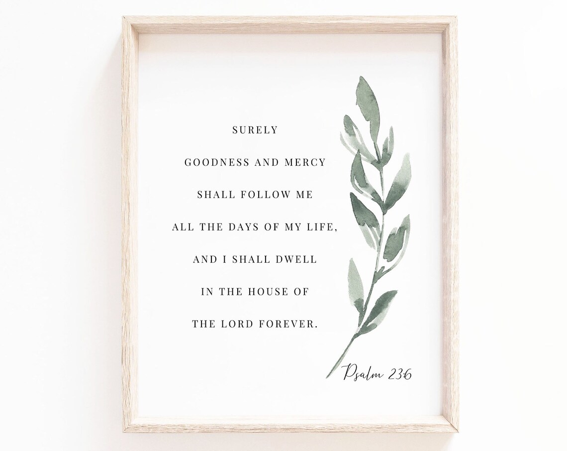 Psalm 236 Botanical Scripture Print, Christian Decor