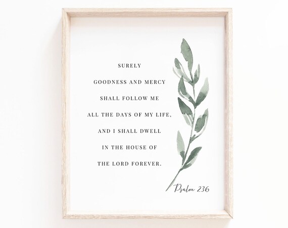 Psalm 236 Botanical Scripture Print, Christian Decor