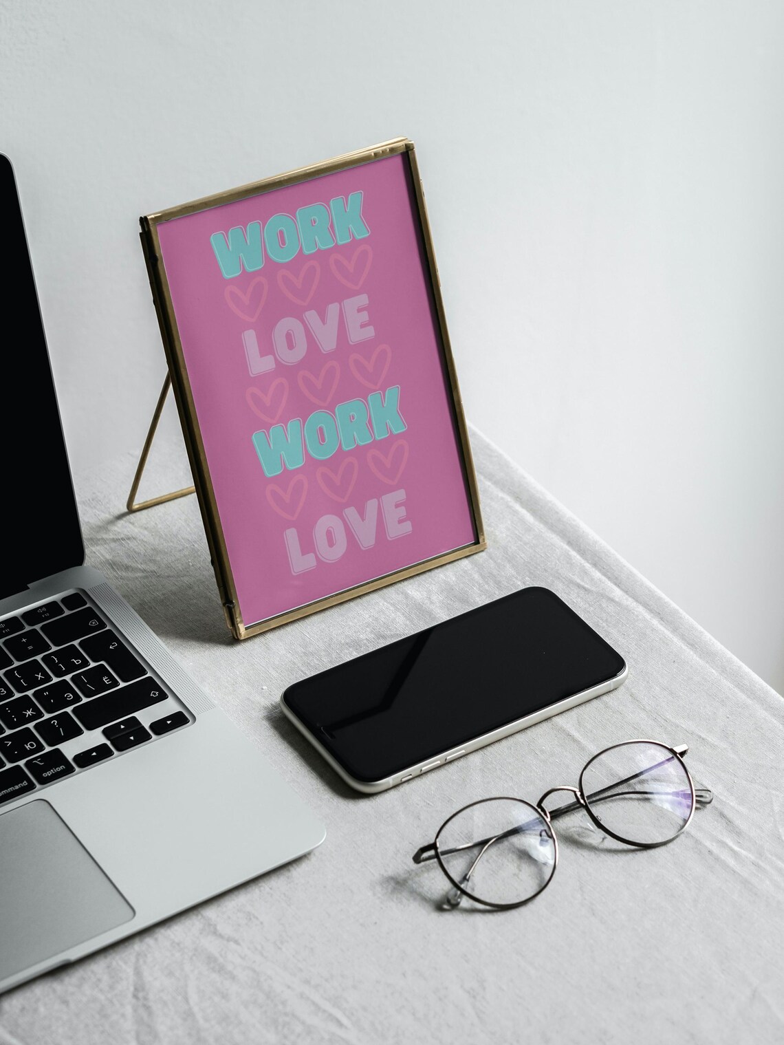 Work Love Pink Motivational Office Wall Art - Image 2