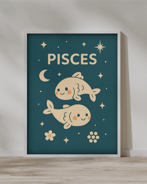 Pisces Zodiac Print Instant Poster Home Decor
