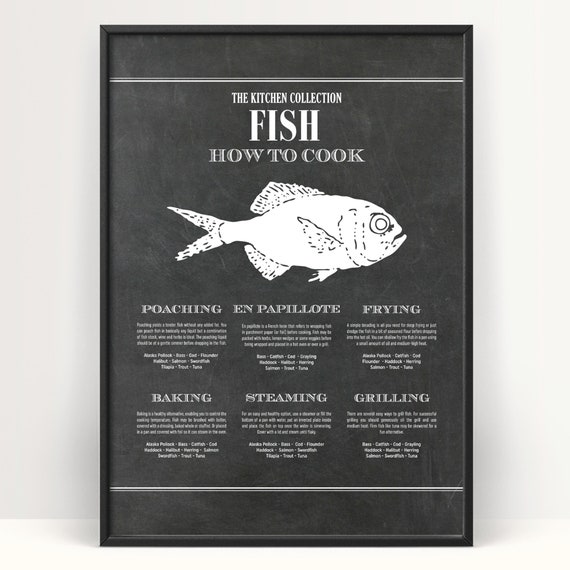 Fish Diagram Chalk Art Print, Ocean & Beach Decor