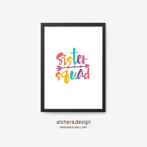 Fun Sister Squad Colorful Typography Sisters Gift Art Poster