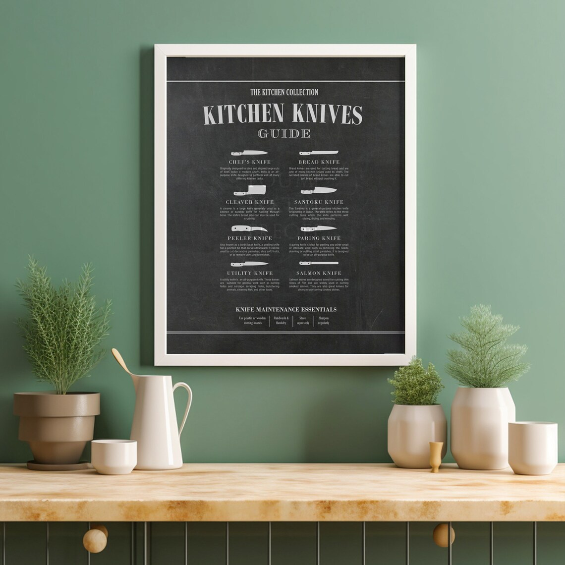 Chef Knife Kitchen Chart, Butcher Knife Art Print - Image 2