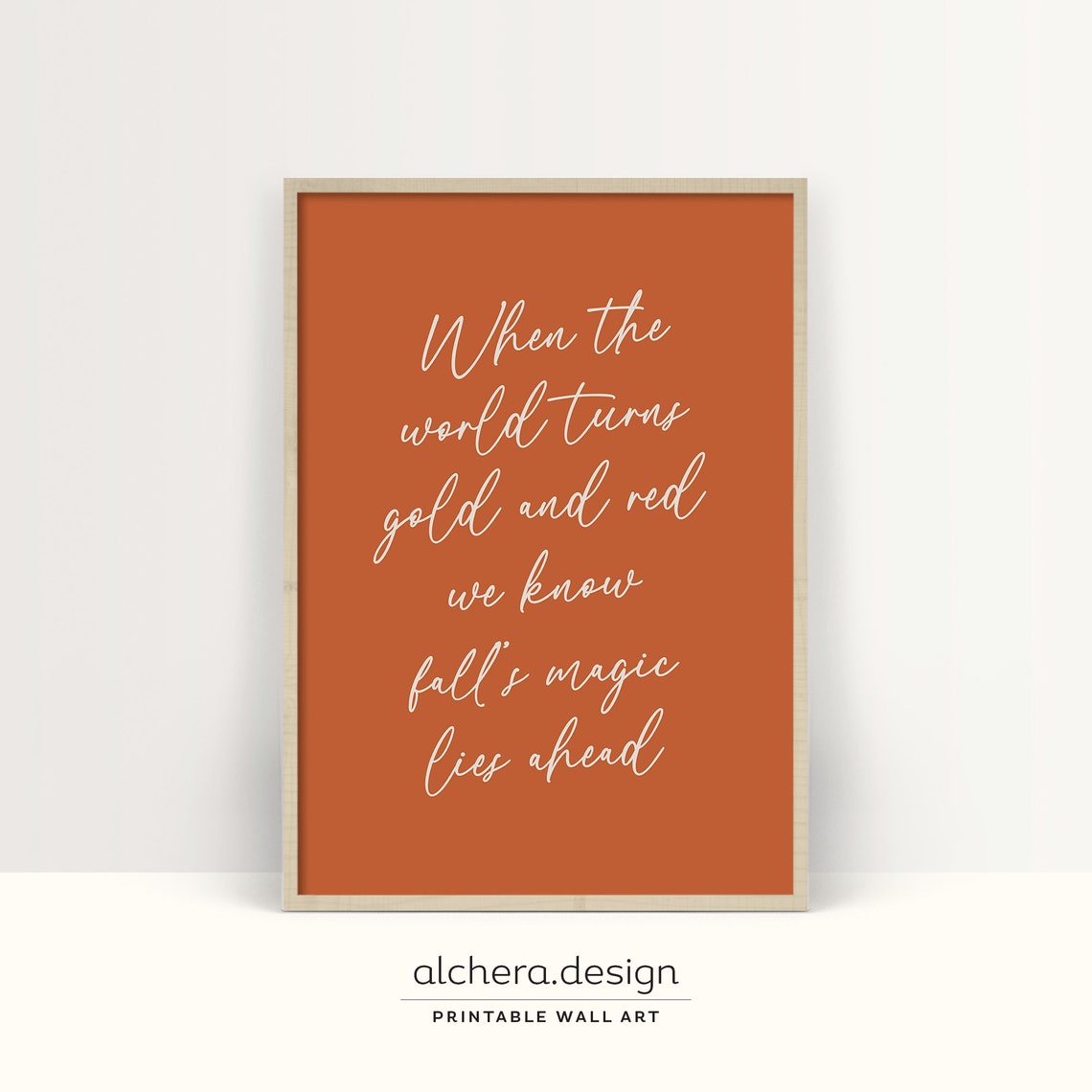 Fall Magic Poem Script Orange Autumn Inspirational Quote Print