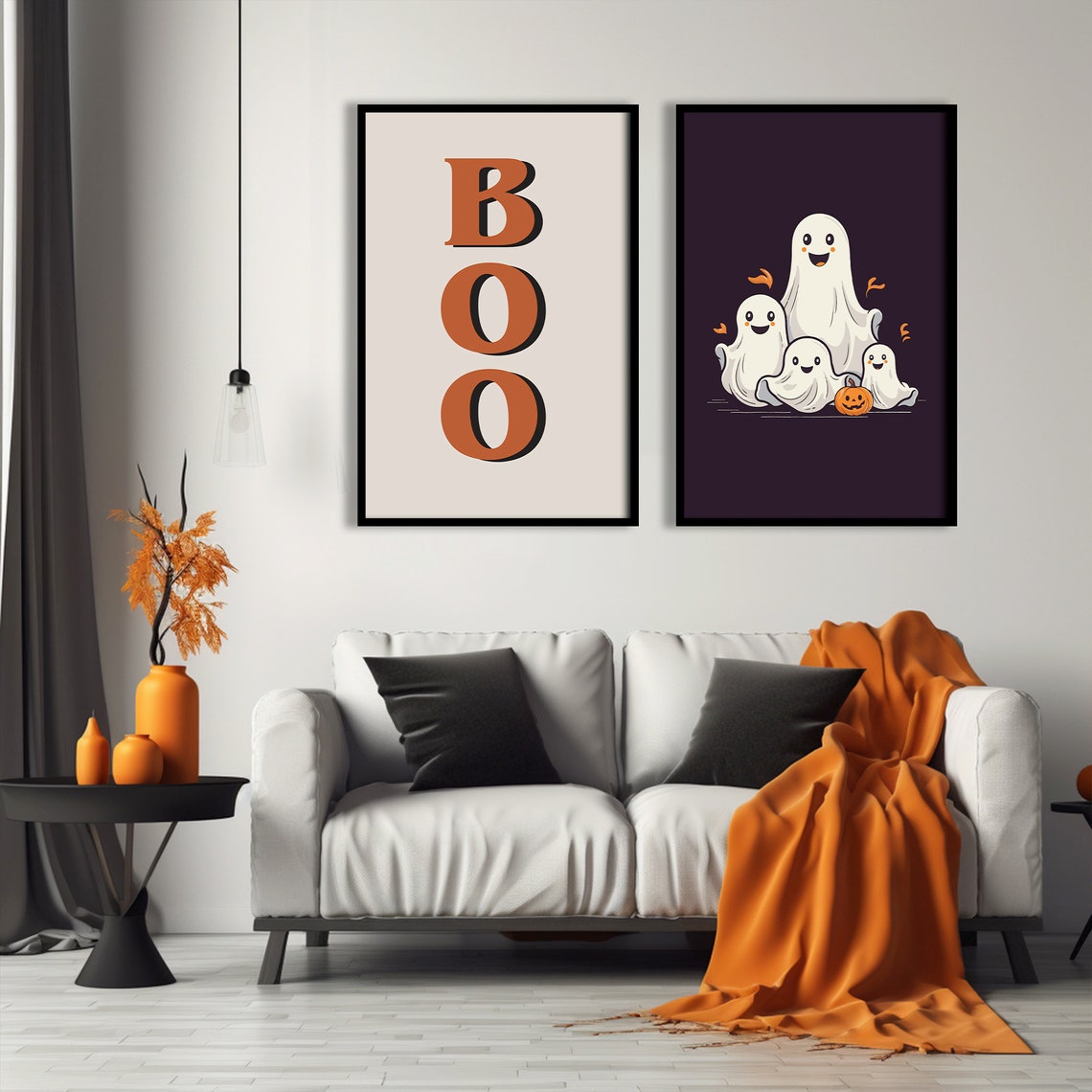 Funny Boo Big Retro Letters Orange Halloween Decor Art Poster - Image 2