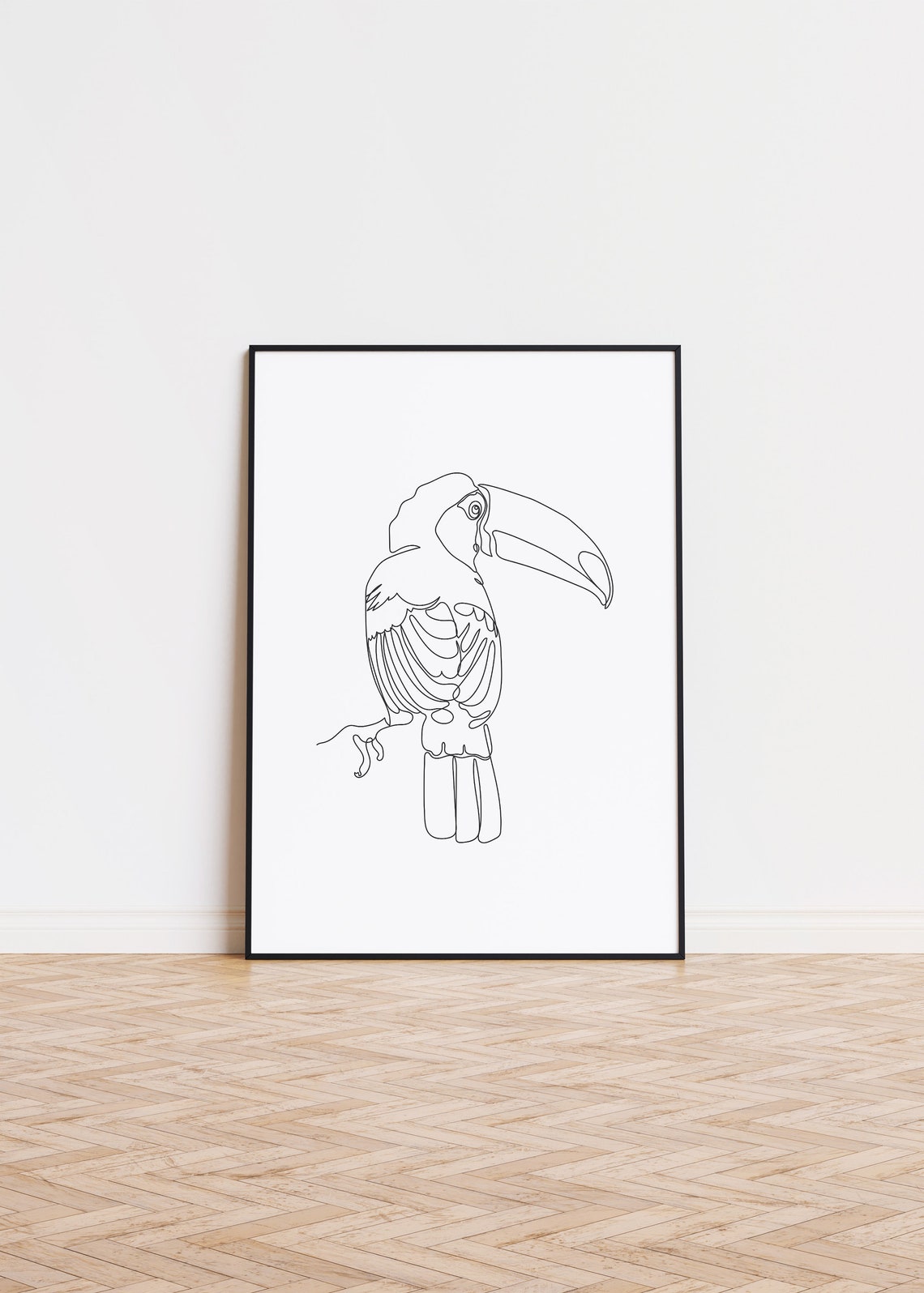 Toucan Minimalist Single Line Drawing Tropical Bird Sketch Poster