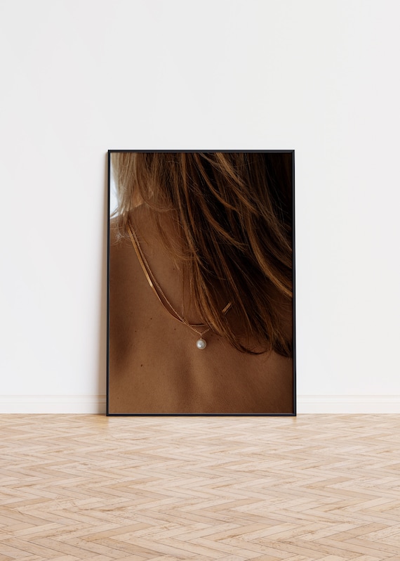 Woman Pearl Pendant Gold Necklace Elegant Portrait Fine Art Photo Poster