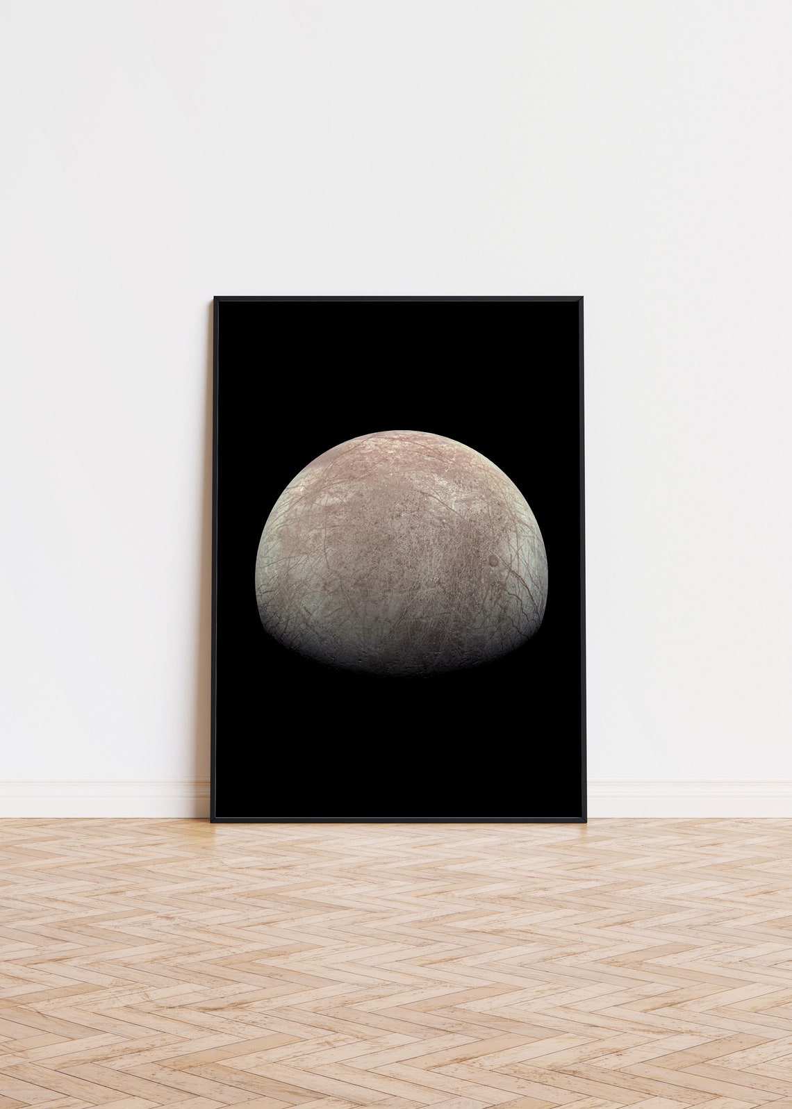 Icy Moon Cratered Celestial Surface Close Up Space Photography Poster