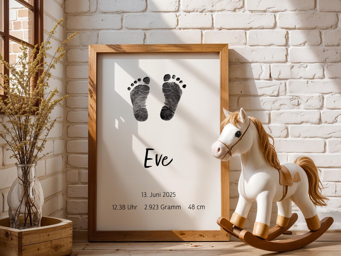 Personalized Baby Footprint Poster Custom Birth Stats Wall Art Newborn Gift Nursery Decor Shower Present