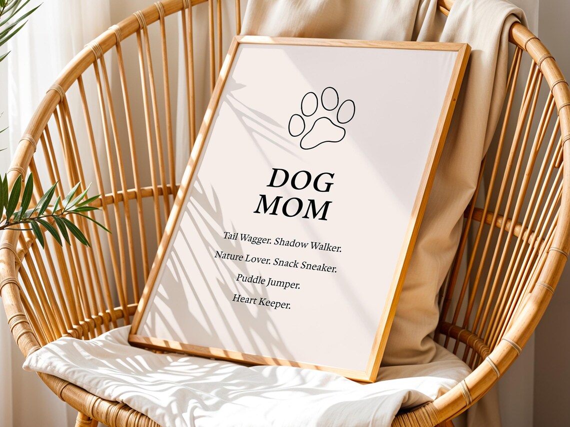 Funny Dog Mom Definition Quote Pet Lovers Paw Fun Gift Poster