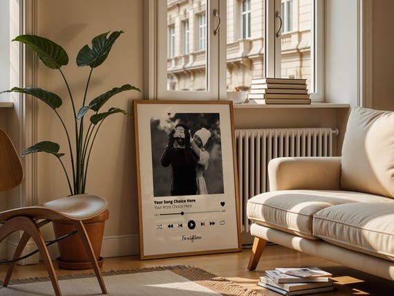 Personalized Photo Music Poster Couple Gift Style Wall Art Anniversary Or Valentines Wedding Engagement