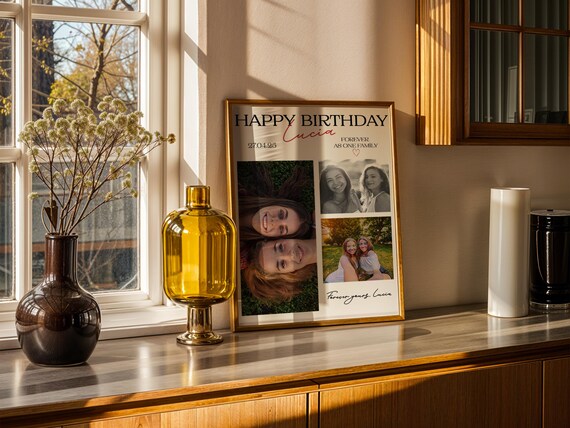 Personalized Happy Birthday Lucia Photo Collage Gift Art Poster