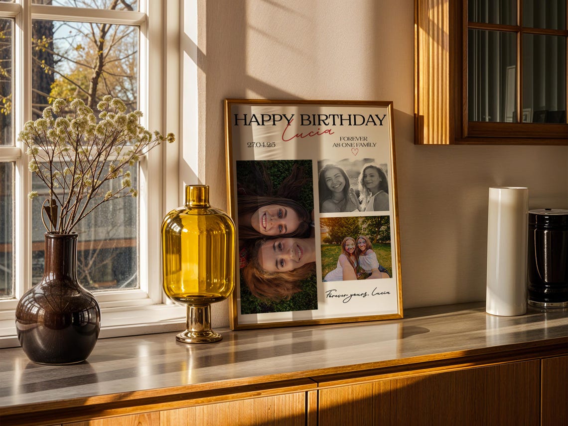 Personalized Happy Birthday Lucia Photo Collage Gift Art Poster