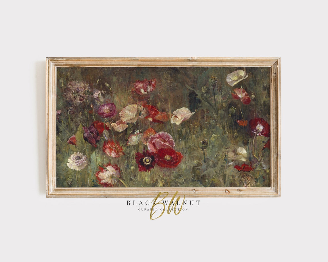 Frame Tv Art Abstract Flowers Painting Vintage Wildflowers Floral Painting Flower Art For Frame Tv Moody Art