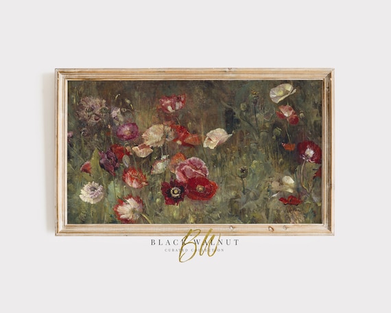 Frame Tv Art Abstract Flowers Painting Vintage Wildflowers Floral Painting Flower Art For Frame Tv Moody Art