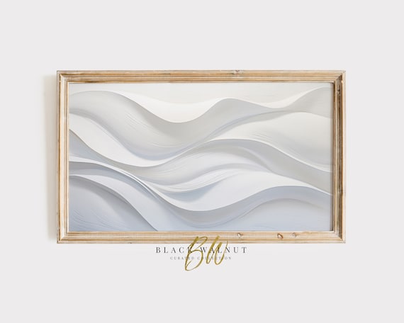 Frame Tv Art Modern White Abstract 3d Textured Waves Minimalist Frame Tv Art Simple Tv Screensaver