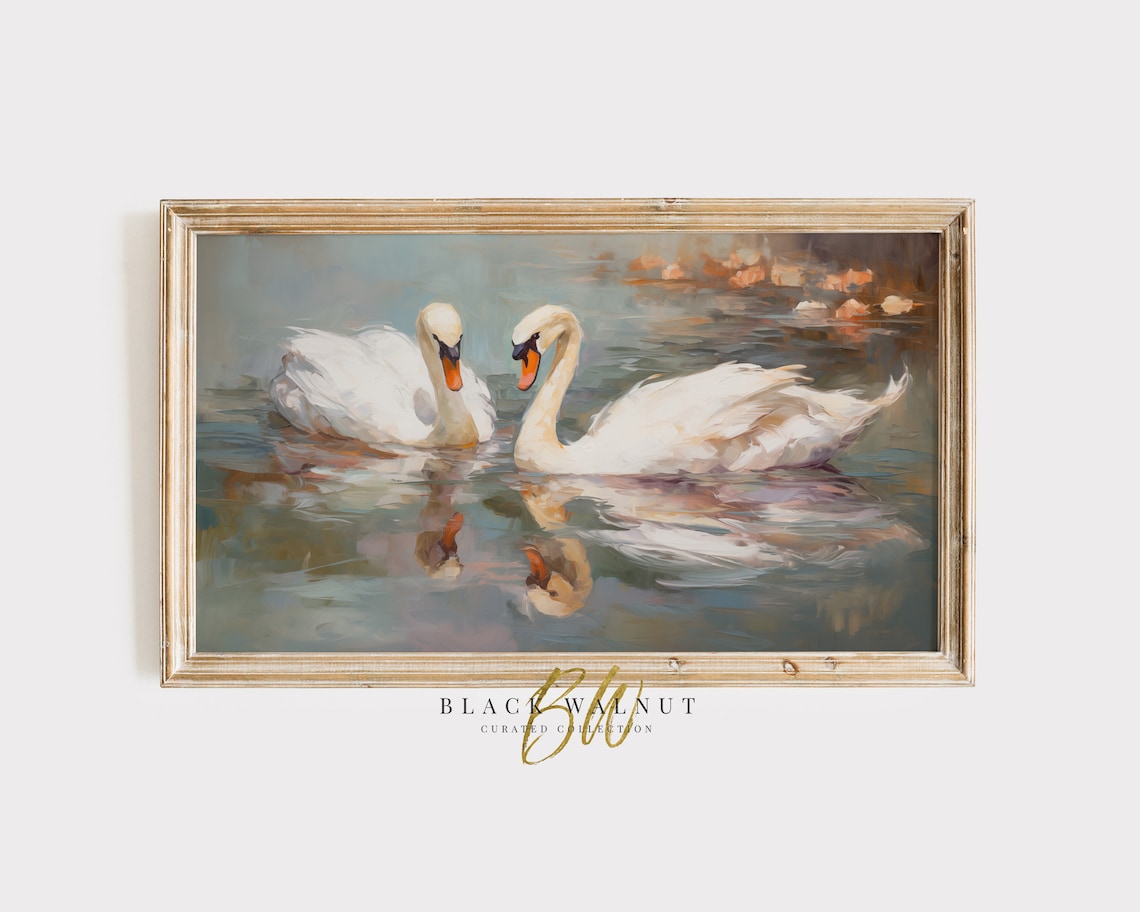 Swans Coquette Room Decor, Vintage Style Art Print