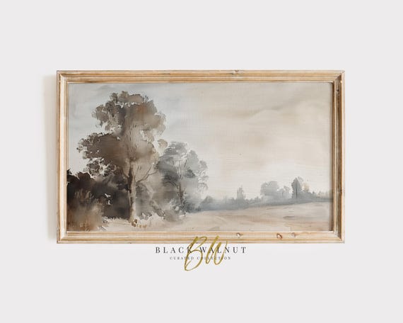 Fall Frame Tv Art Muted Neutral Vintage Style Landscape Painting Meadow Field Frame Tv Neutral Antique Tv Screensaver