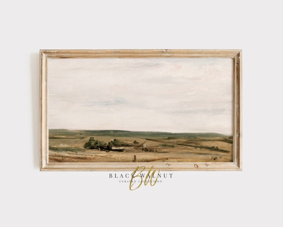 Tv Art Minimalist Landscape Painting Vintage Landscape Frame Tv Art Neutral Aesthetic Muted Tonal Decor