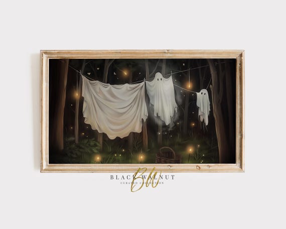 Halloween Frame Tv Ghost Art Cute Ghost On Clothesline Frame Tv Art Halloween Party Decor Tv Screensaver Instant