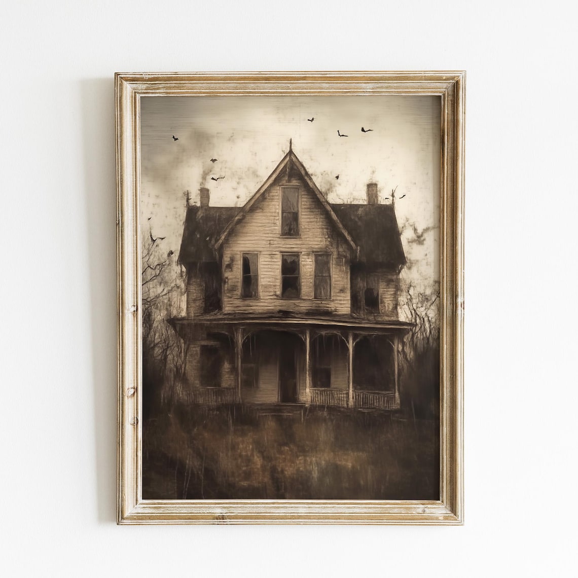 Haunted House Halloween Poster, Vintage Gothic Decor