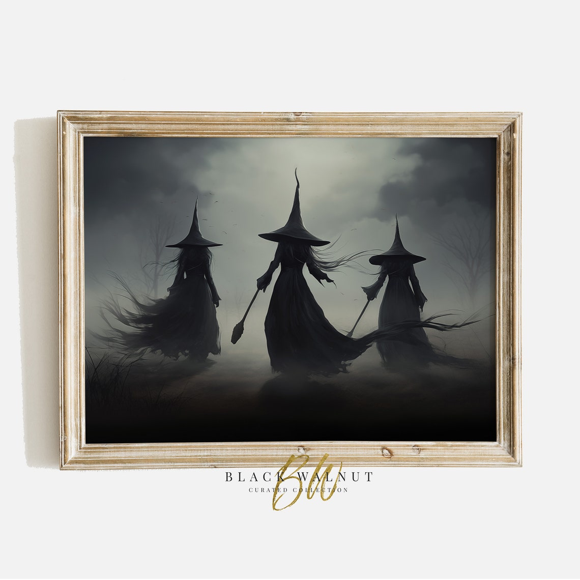 Three Witches Dark Storm Moody Gothic Witchy Halloween Wall Art Poster