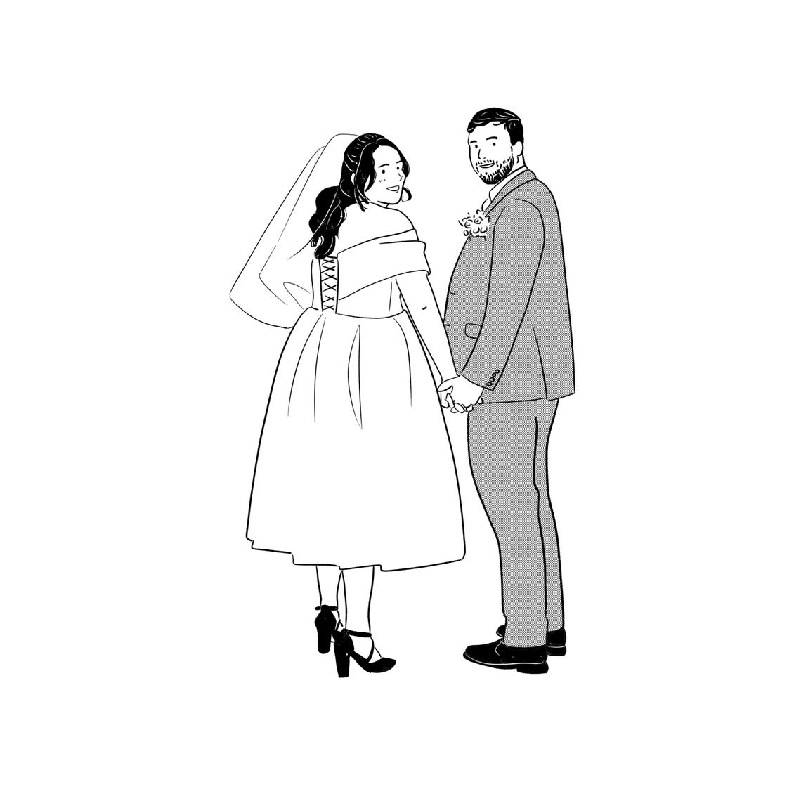 Minimalist Couple Line Art With Camera and Music Notes Portrait Poster - Image 6