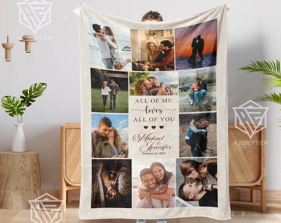 Personalized Couple Blanket All Of Me Loves All Of You Fleecesherpa Blanket Couple Gift For Husband Photo Collage