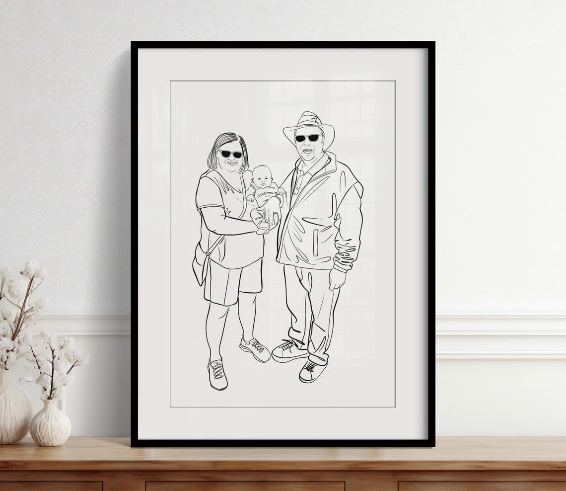 Couple Line Drawing Style Variations Minimal Detailed Realistic Poster - Image 3