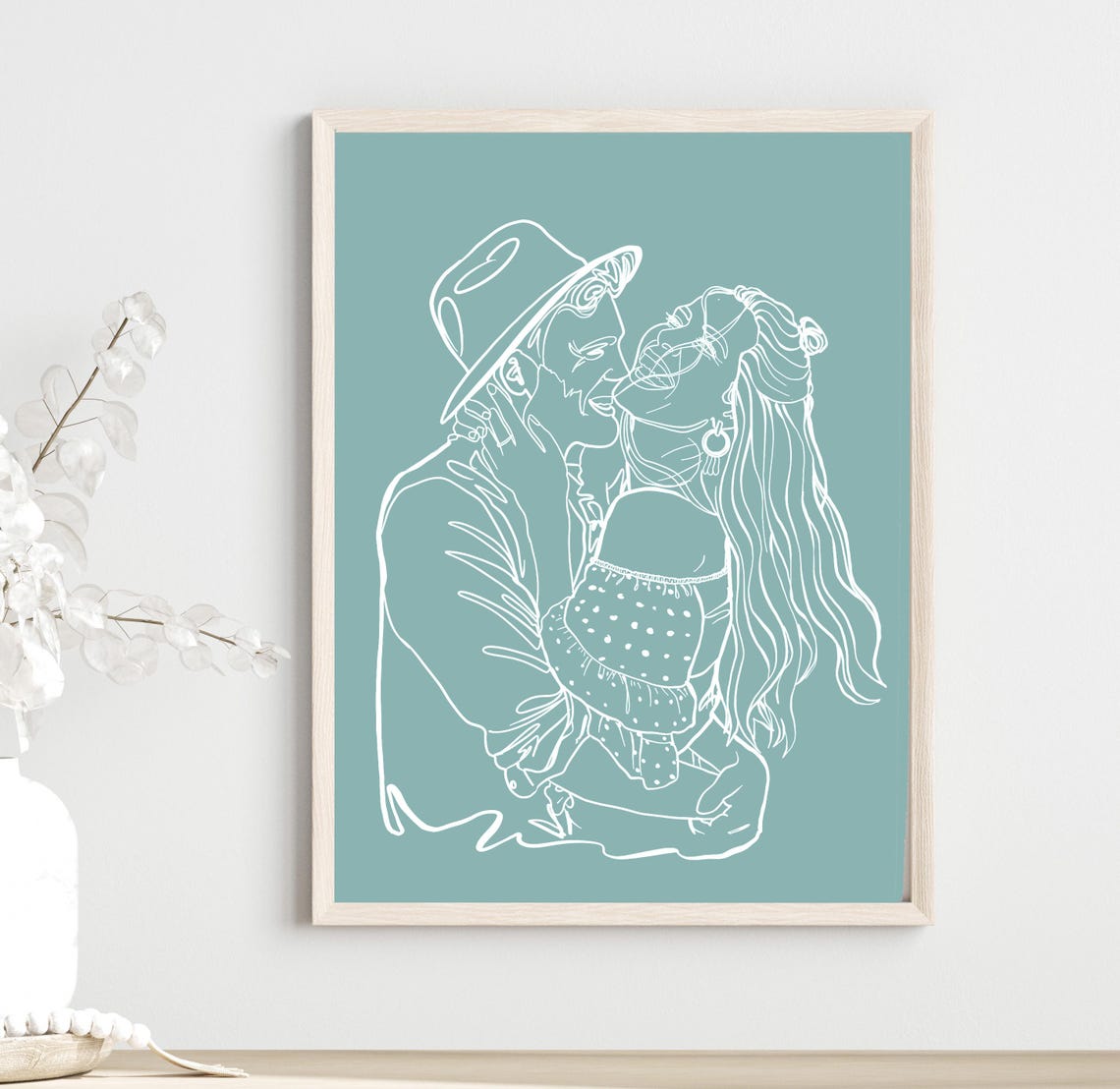 New Parents Embracing Newborn Minimalist Single Line Art Poster - Image 4