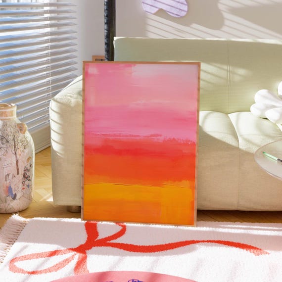Mark Rothko Inspired Print Modern Wall Decor Minimalism Painting Abstract Gradient Art Orange Pink Prints